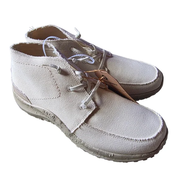 Men's Holo Canvas Ankle Boots - Ivory Size 10 - Picture 1 of 4